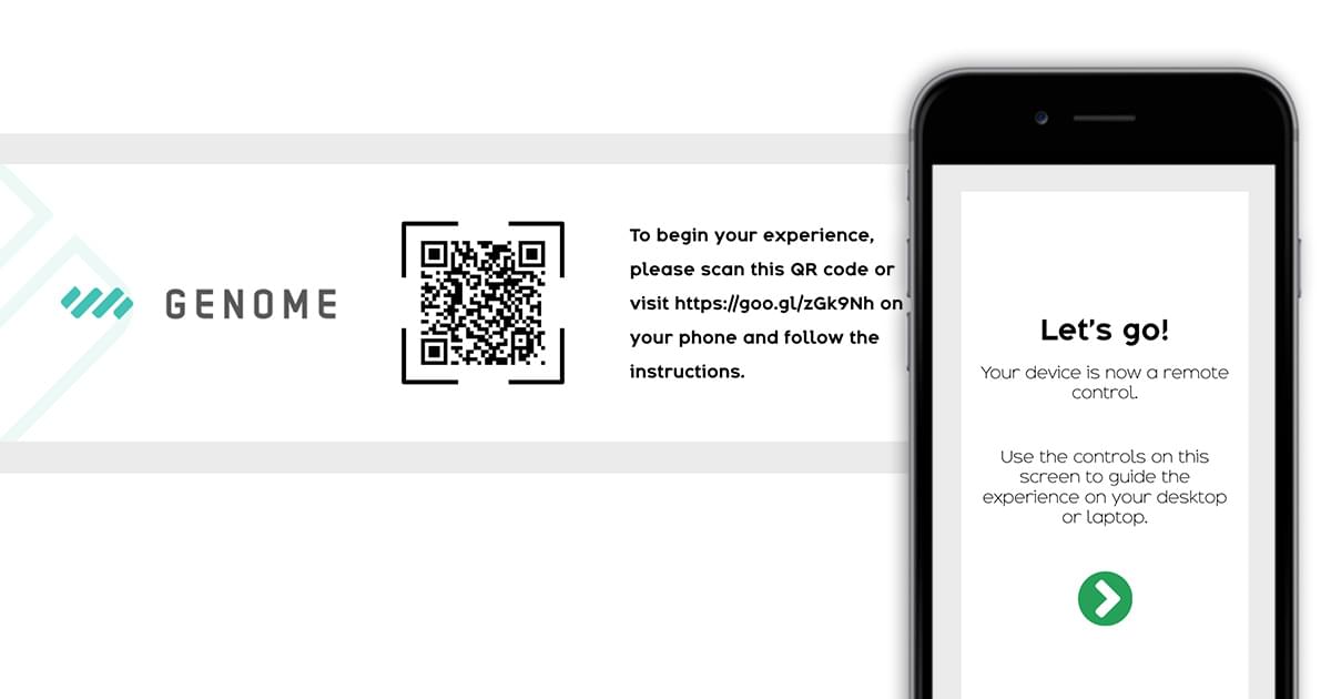 Screenshot of the experience setup with a QR code and a mobile device.